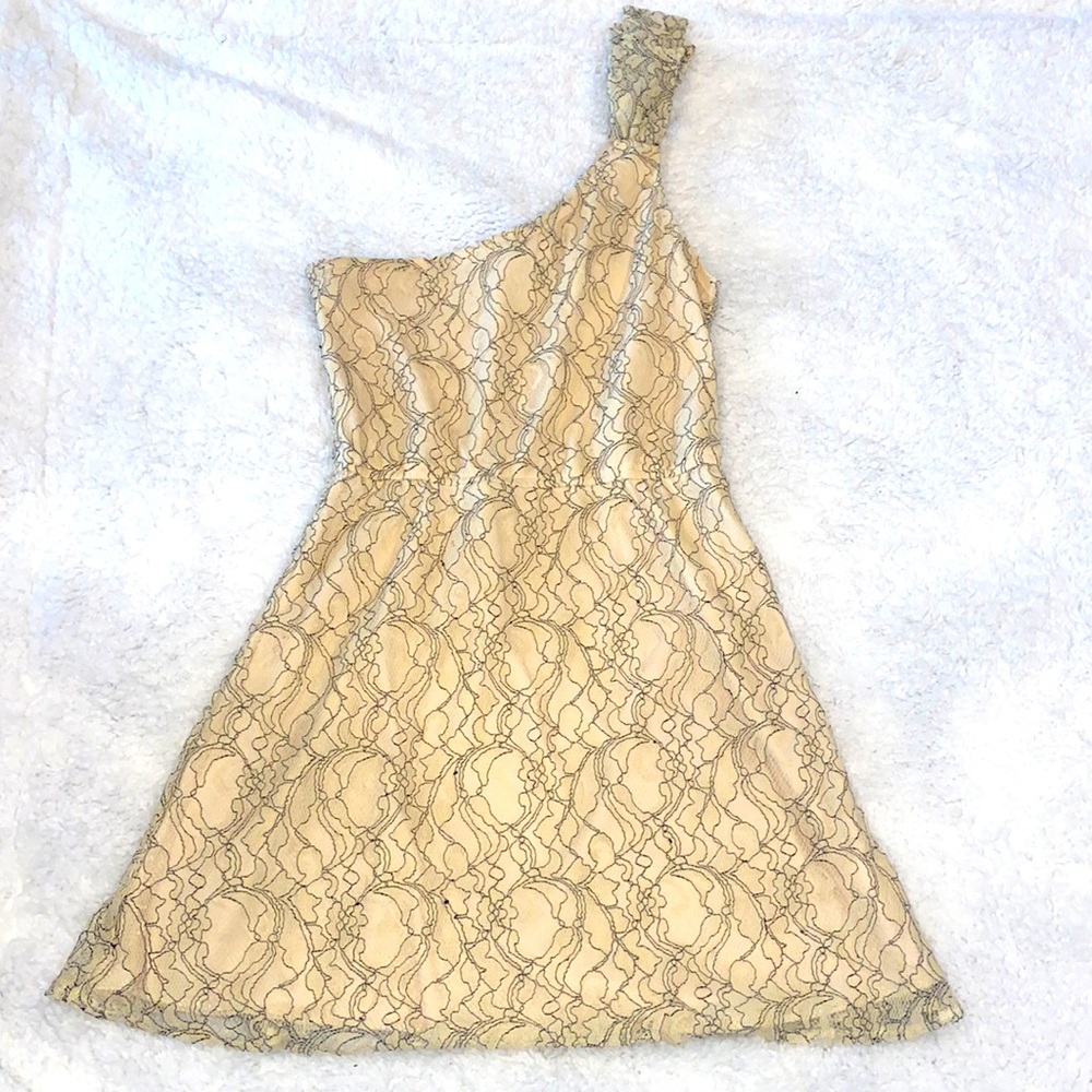 L One Shoulder Ivory Lace Dress